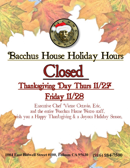 We’ll be closed for the Thanksgiving Holidays