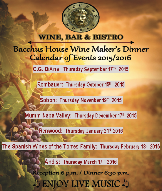 Wine Maker’s Dinner Event Calendar for 2015/2016