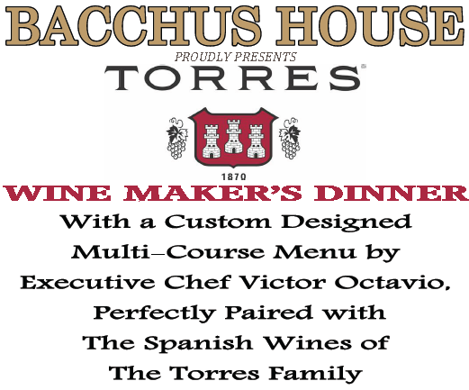 Torres Wine Maker’s Dinner – Feb 18, 2016